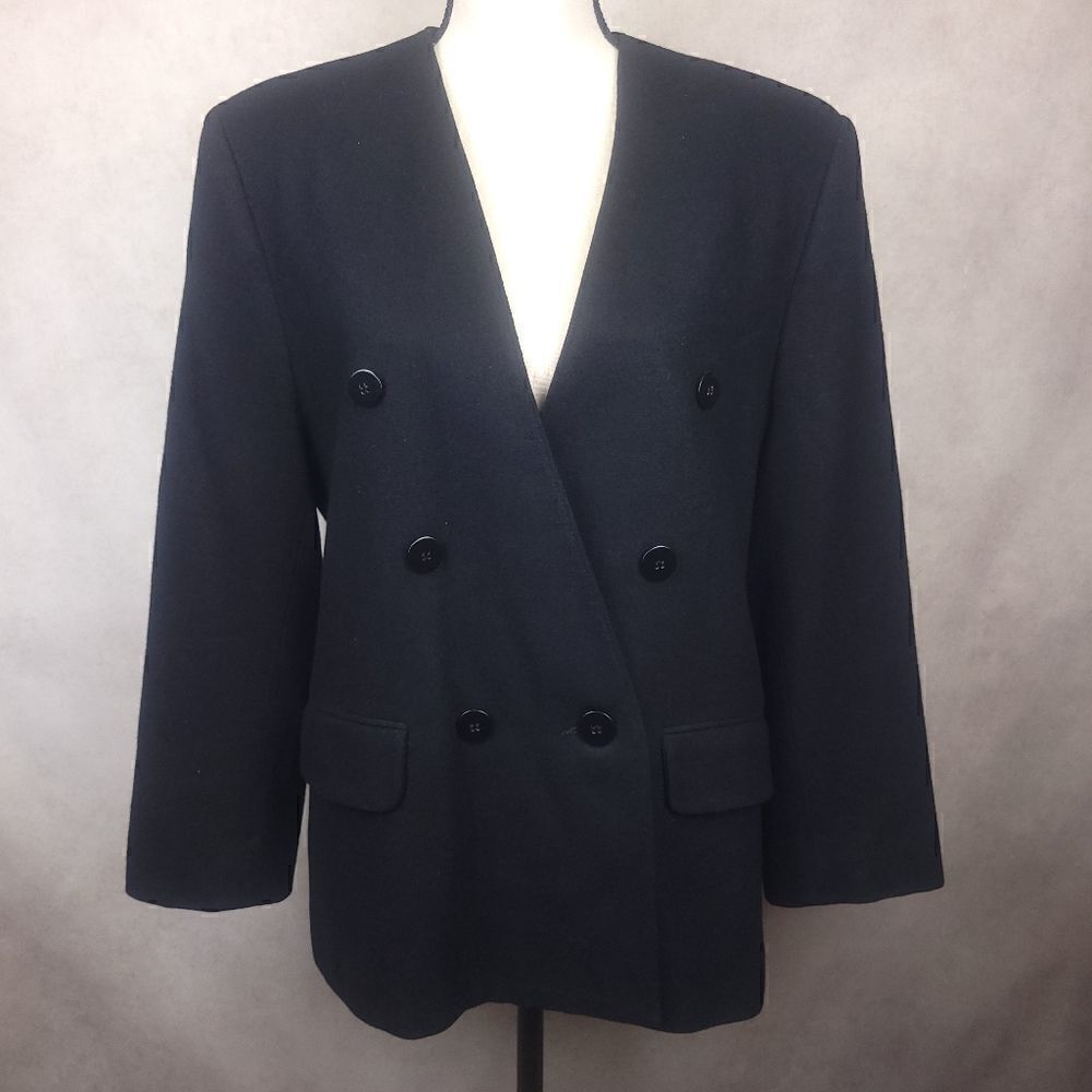 Vintage John Meyer of Norwich Black Wool Blazer Size 10